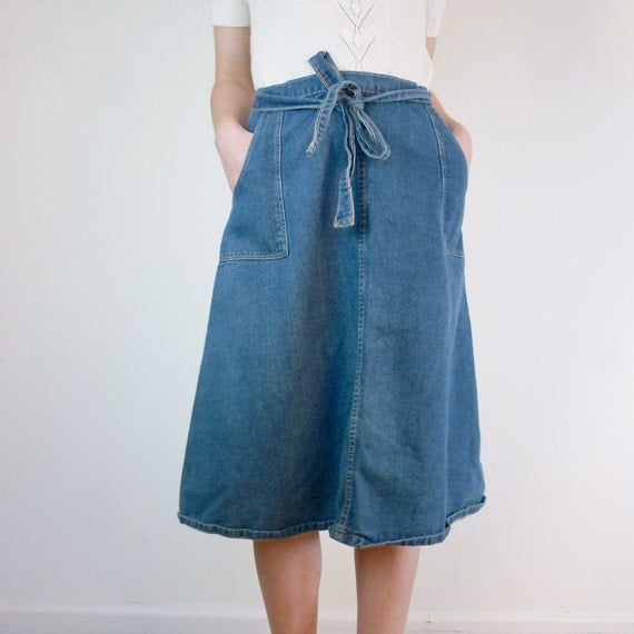 Denim Wrap Skirt / Jean Wrap Around Skirt