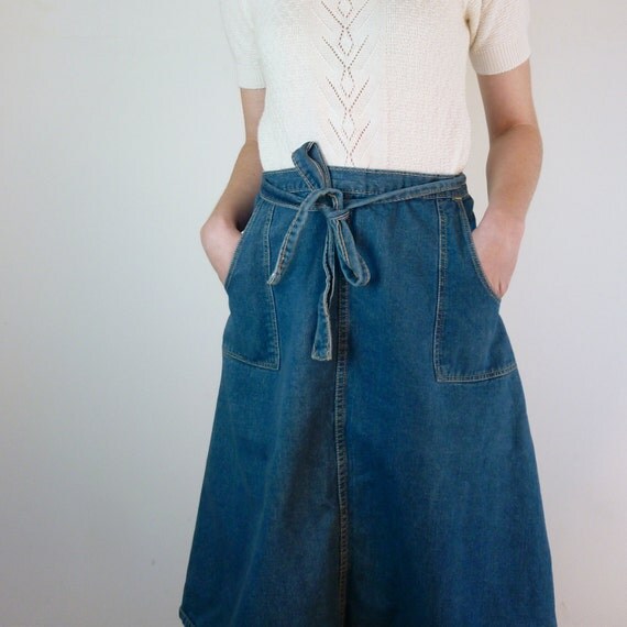 Denim Wrap Skirt / Jean Wrap Around Skirt
