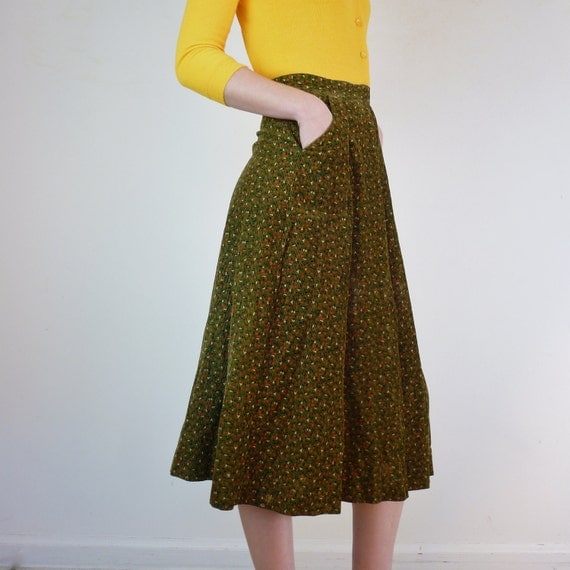 Vintage 1950s Skirt 50s Skirt Corduroy Skirt by jessjamesjake