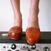 Wood and Leather Platform Clogs