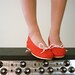 Apple Red Canvas Wedges, Size 6.5 - 7