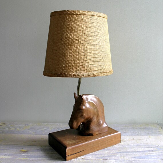 RESERVED Vintage Wooden Horse Head Lamp