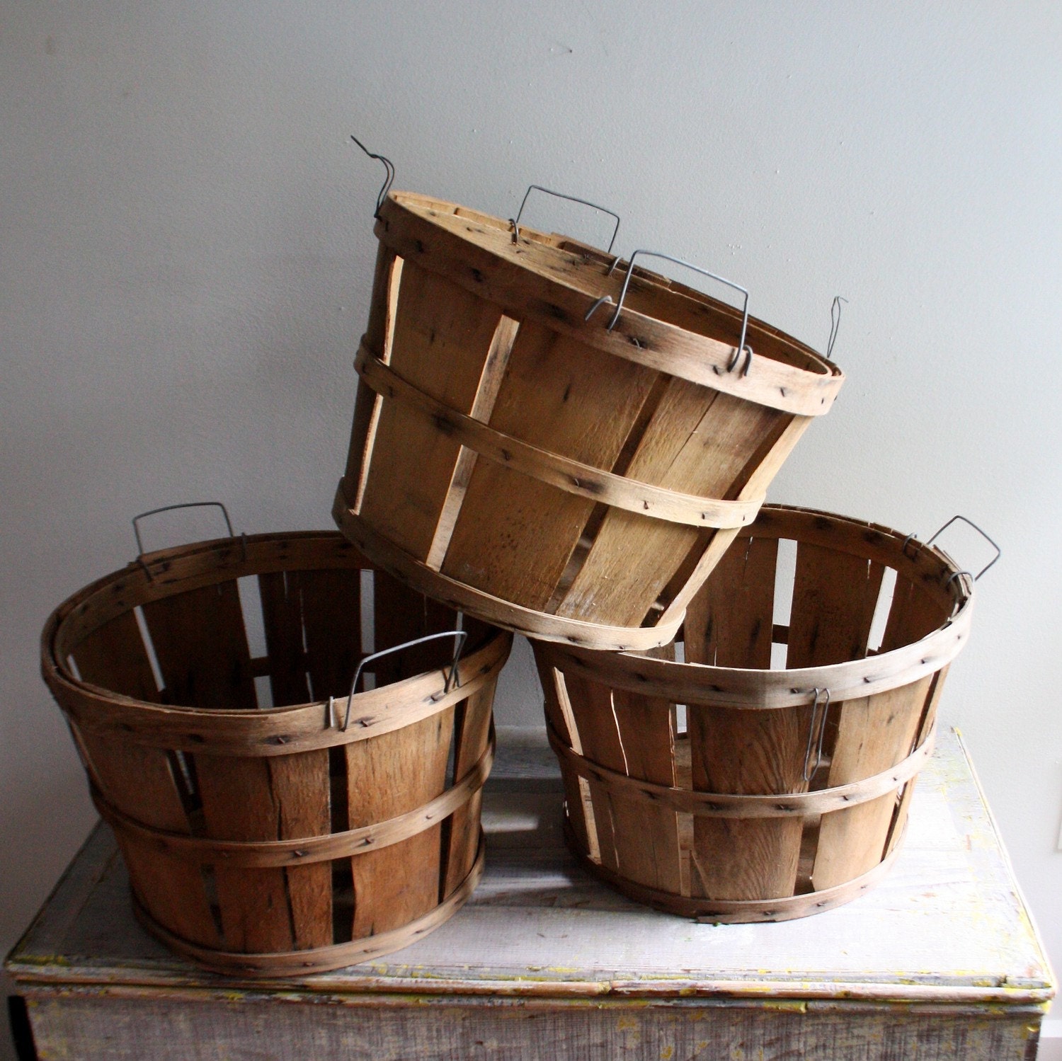 IIII RESERVED IIII Five Vintage Orchard Baskets