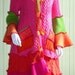 Whimsical Pink and Orange Petunia Style Sweater Coat, Size Small (6-8-10)