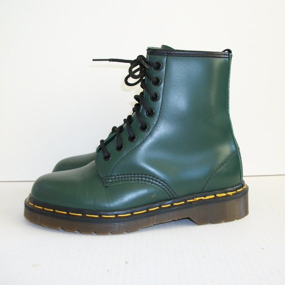 Size 6 Doc Dr. Martens Green Lace Up Boots England by MetroVintage Size 6 Doc Dr. Martens Green Lace Up Boots England by MetroVintage