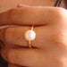 Classic Pearl Ring- Made to order 18k gold plated sterling silver and freshwater pearl ring.