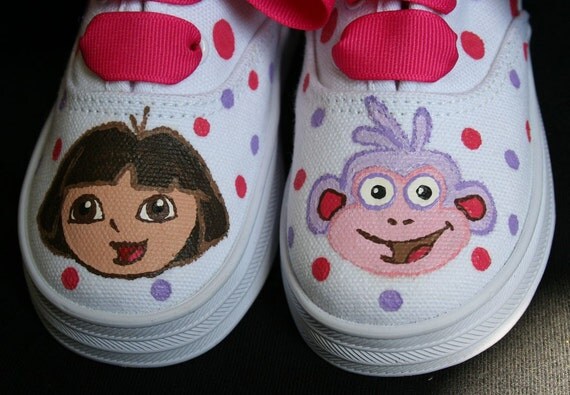 Girl&#39;s Custom Painted Tennis Shoes DORA and BOOTS INSPIRED Any Size - il_570xN.67661140