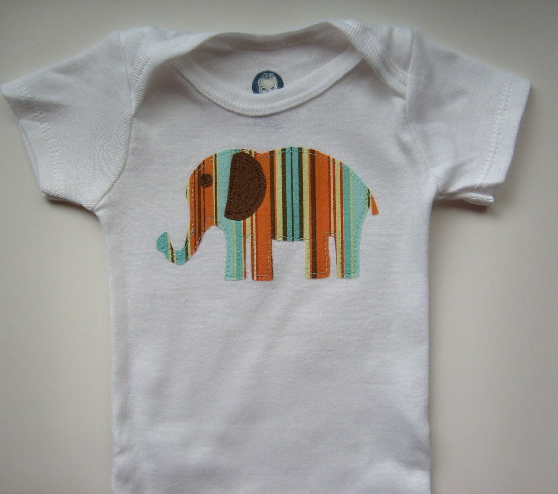 Cute Baby Onesie with Striped Elephant Applique size 6-91100 x 975