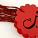 Arabic Love scalloped circle hang tag (red), set of 12