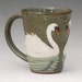 Swan Mug--White Slip and Celadon--swimming away from the handle