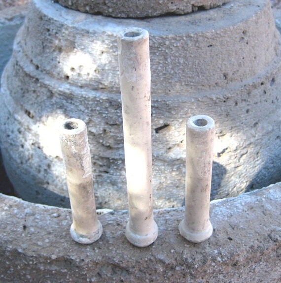 3 Unglazed Ceramic Tube Insulators Antique