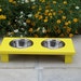 Yellow Raised Pet Bowl Feeder 3" Tall with 1-Pint Bowls