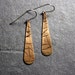 Minimalist Jewelry - Brass Teardrop Earrings, lines texture dangle earrings