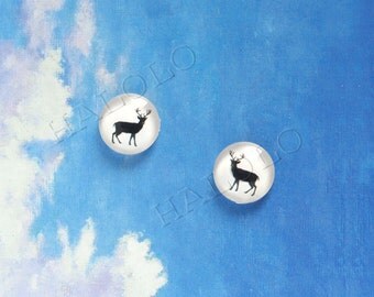 10pcs deer round clear glass dome cabochons 12mm (12-9842)