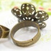5pcs antique bronze finish 5-petal base adjustable filigree ring R17 L