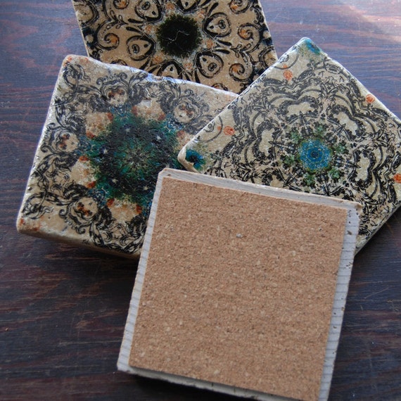Escape stone tile coaster set