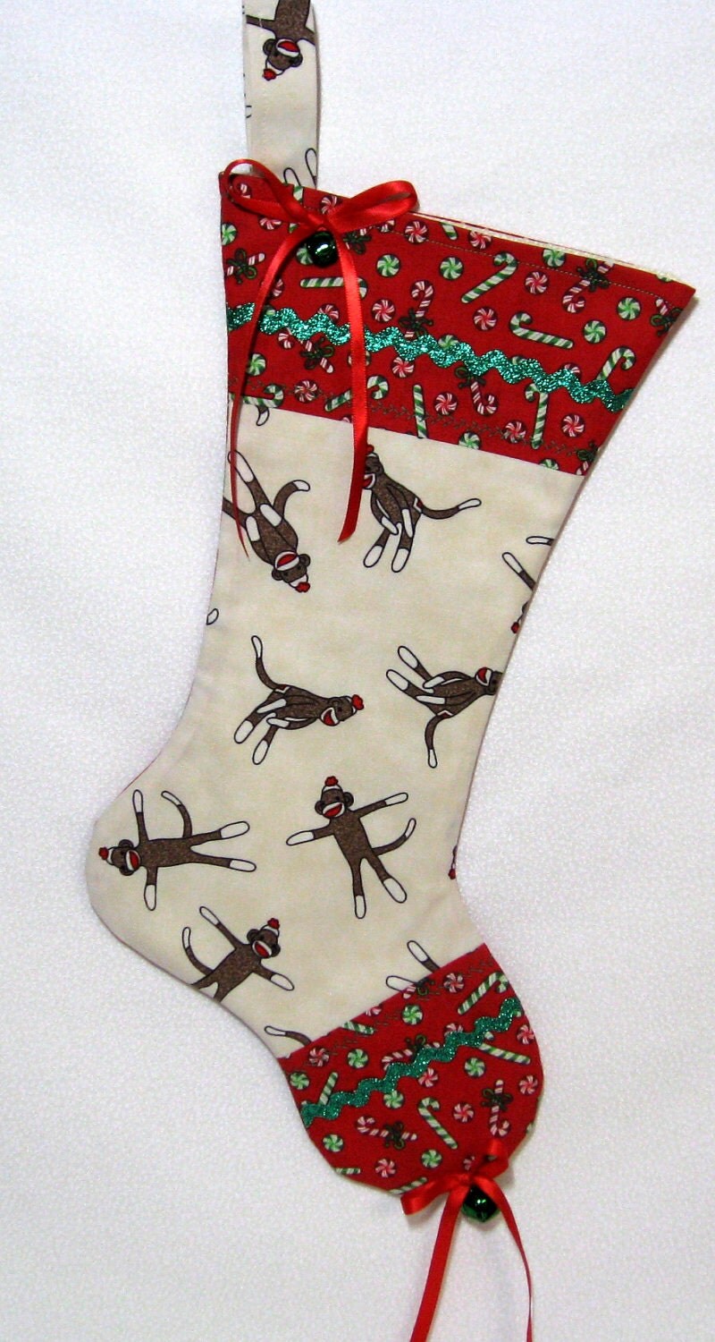 Adorable Sock Monkey Christmas Stocking