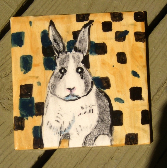 ceramic tile bunny rabbit ceramic coaster or backsplash tile