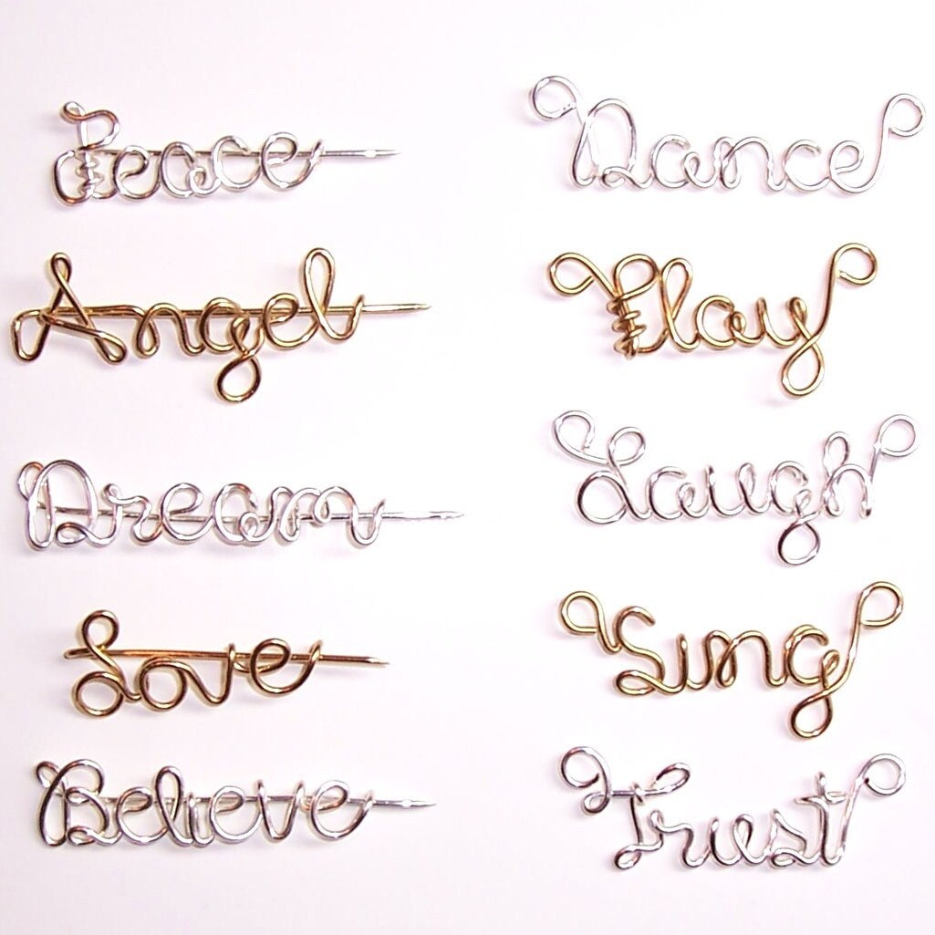 Pin Pendant Wire Name Personalized Custom Wire Name