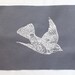 Bird Patch, screen print, silkscreen, bird illustration, grey cotton fabric, steampunk