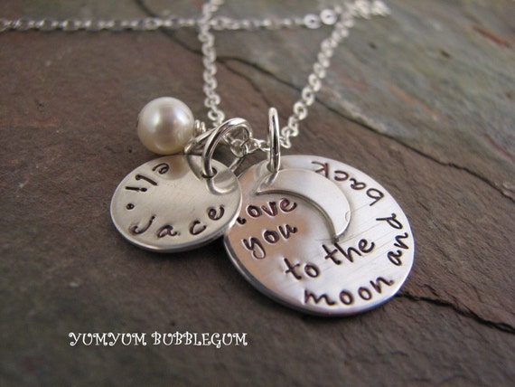 I Love You To The Moon And Back Double Disc Sterling Silver
