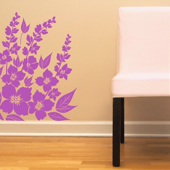 Purple Hibiscus Flowers Vinyl Wall Decals