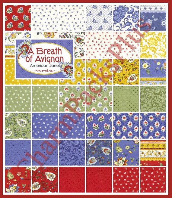 MODA Charm Pack A Breath of Avignon Fabric Squares