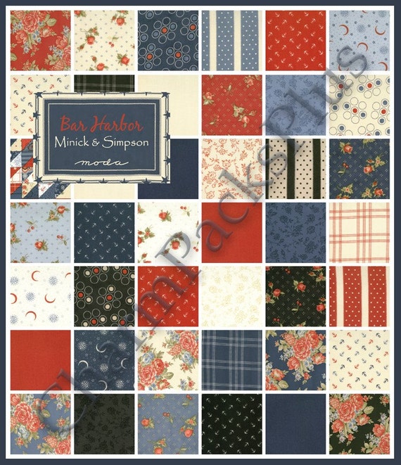 BAR HARBOR Moda Charm Pack Quilt Fabric Squares Kit by charmpacks