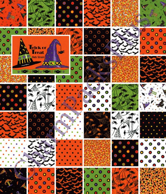 TRICK OR TREAT Moda Fabric Charm Pack Quilt Squares Halloween