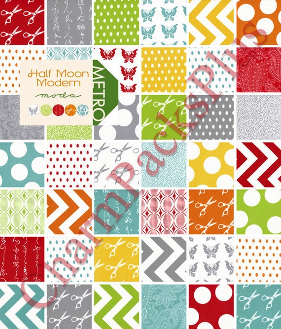 HALF MOON MODERN Moda Charm Pack Quilt Fabric Squares