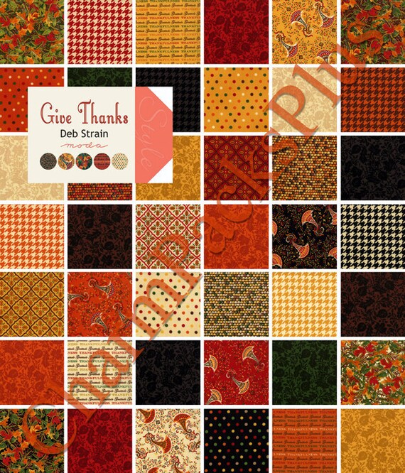 GIVE THANKS by Deb Strain Moda Charm Pack 5 inch by charmpacks