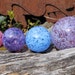 Set of 4 Hand Blown Glass Floats or Koi Fish Pond Balls Shades of Purples, Pink, Blue Garden Art Gazing Balls