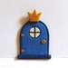 Fairy Door with Prince or Princess Crown and Glow-in-the-Dark Window- Sparkly Blue
