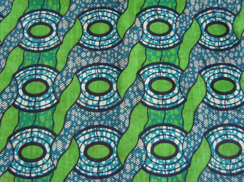 Karibu Textile African Batik Wax Print Fabric Bright Green and