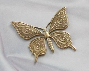 Antique Gold Finish Brass High Detail Butterfly Stamping