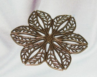 Beautiful Medium ANTIQUE GOLD FINISH Brass Filigree Stamping -1 Pair-