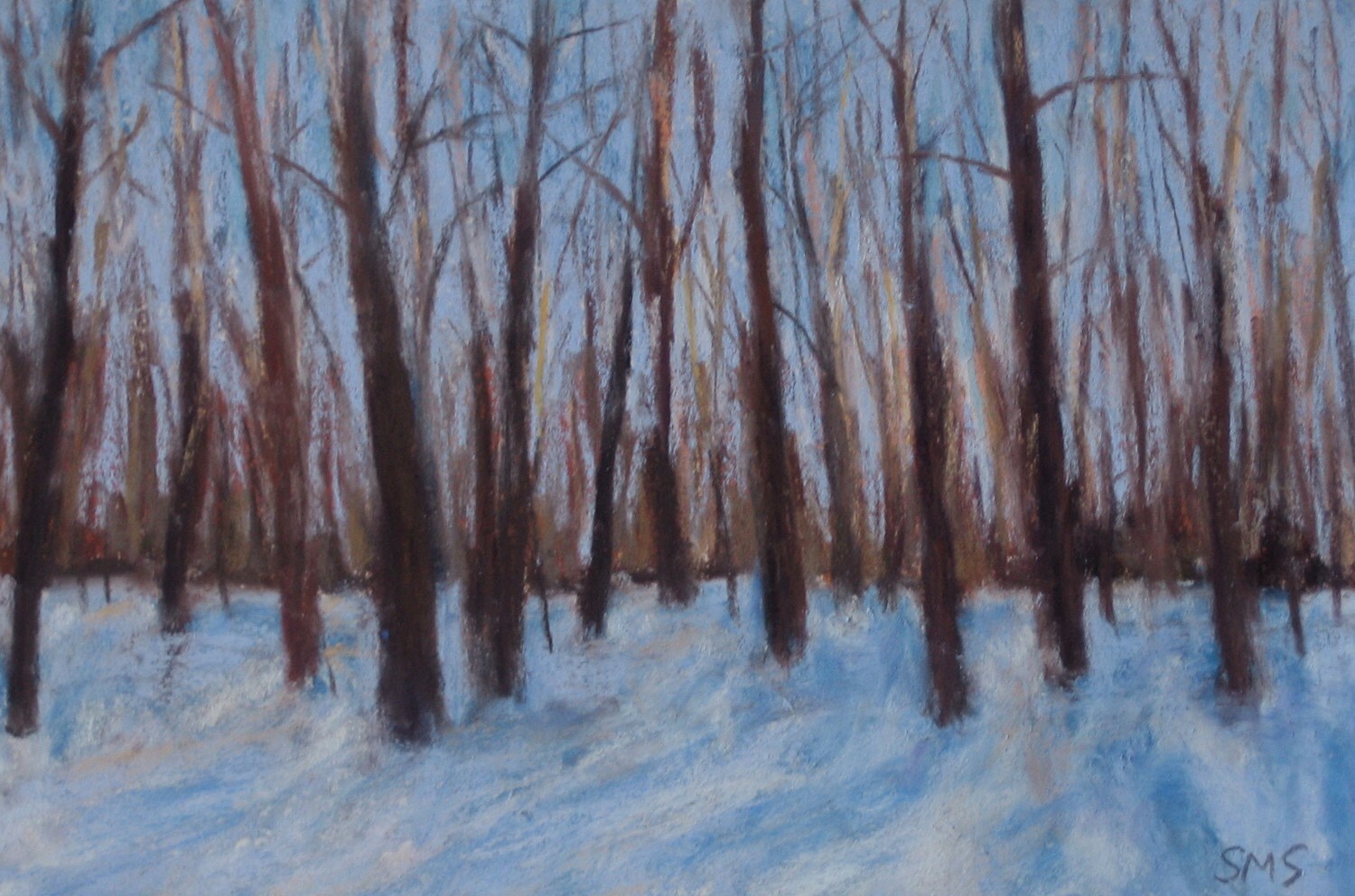 Winter Trees original pastel painting unframed art 6 x