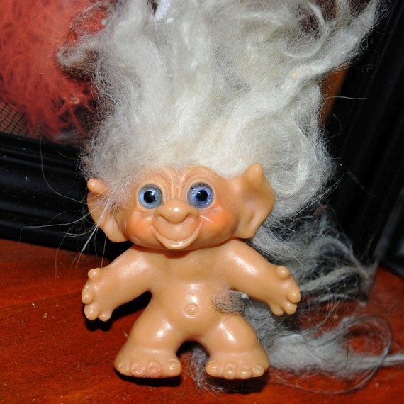 Vintage Troll Doll with Tail and Natural Hair