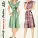 1947 Simplicity Day Dress Gown Sewing Pattern Vintage 2119 Sz 13 Square neckline