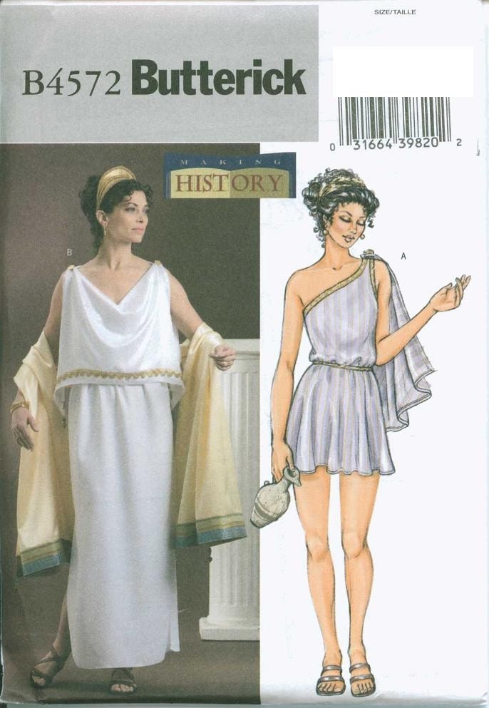 Greek Roman Toga Dress Pattern L Xl Toga Costume Butterick