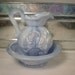 Vintage 1978 Avon Blue Slag Glass Pitcher and Bowl