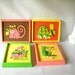 Vintage Needlepoint Pictures Animals Neon Colors Retro Cat Kangaroo Turtle Frog Pink Yellow Green Little Girls Room Decor