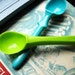 Pair of Retro Vintage Ice Cream Scoopers Blue and Lime Green FREE SHIPPING