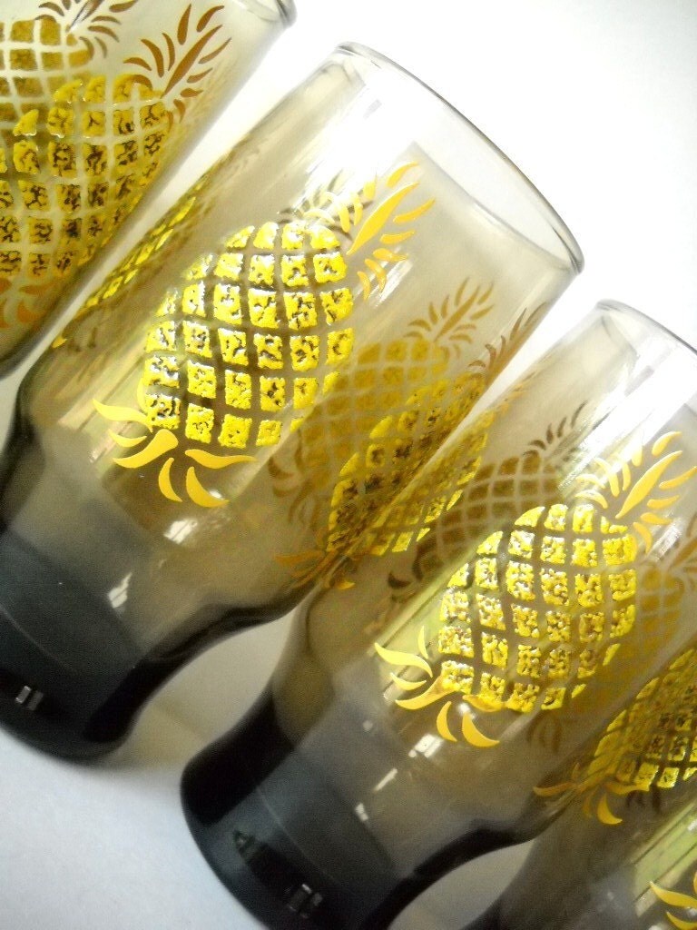 Vintage Pineapple Drinking Glasses Tumblers