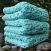 Robins Egg Blue Cotton Tunisian Crochet Wash Cloths Set of 3
