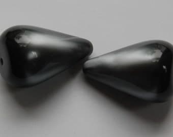 Vintage Italian Gray Moonglow Teardrop Lucite Beads bds793A