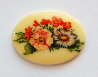 Vintage Mixed Flower Cabochon 40x30mm cab746F