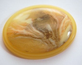 Vintage Yellow Peach and White Swirl 40x30mm Cabochons cab405F