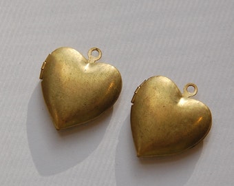 Vintage Raw Brass Heart Lockets 24mm lkt004B