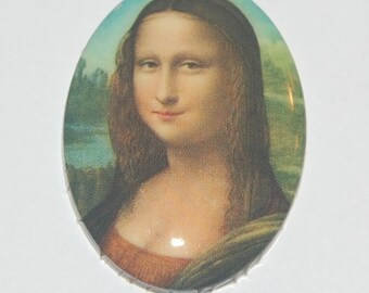 Vintage Decal Mona Lisa Cabochon Cameo 40mm x 30mm cab378G